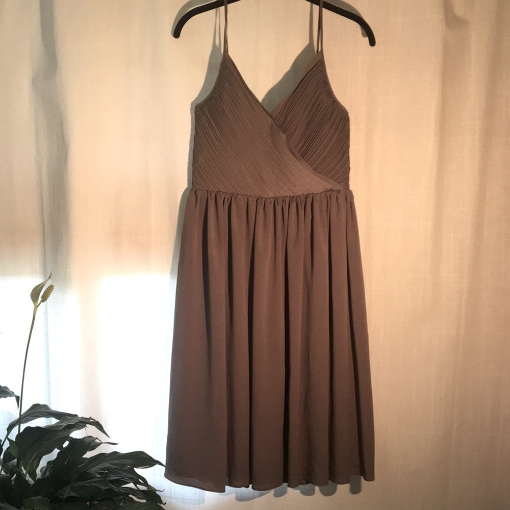 Banana Republic Olive-Gray Pleated-Bodice Dress with Pockets NWT